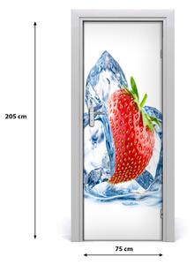 Fototapeta na dvere samolepiace jahody a ľad 75x205 cm