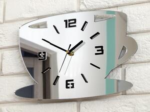 Moderné nástenné hodiny COFFE TIME 3D MIRROR mirror (nalepovacie hodiny na stenu)