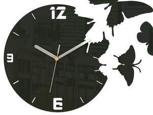 Moderné nástenné hodiny MOTÝLE WENGE wenge (nalepovacie hodiny na stenu)