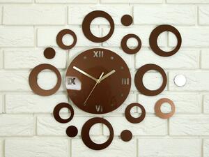 Moderné nástenné hodiny RINGS COPPER copper (nalepovacie hodiny na stenu)