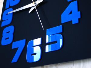 Moderné nástenné hodiny LOGIC BLACK-BLUE blackblue (nalepovacie hodiny na stenu)