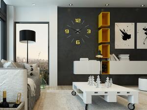 Moderné nástenné hodiny SILVER XL GREY-YELLOW greyyellow (nalepovacie hodiny na stenu)