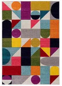 TA Viacfarebný geometrický abstraktný Koberec A093A CREAM/NAVY ATLANTA FMM Rozmer: 80x150 cm