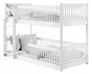 MAXMAX Detská poschodová posteľ s Montessori lôžkom z masívu borovice BOLEK - 200x90 cm - BIELA