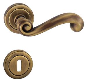 Dverové kovanie MP Carla - R 738 (OGS - Bronz česaný matný), kľučka-kľučka, WC kľúč, MP OGS (bronz česaný mat)