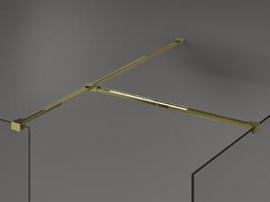Mexen Kioto, sprchový kút typ Walk-In 100 x 100 cm, 8mm sklo-čierny vzor, zlatý lesklý profil, 800-100-202-50-70-100