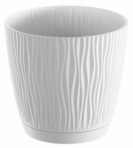 Prosperplast Kvetináč Sandy s miskou biely, variant 16,8 cm
