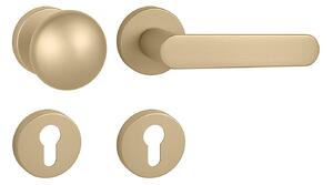 Dverové kovanie MP FO - ROUND - R (OLS - Mosadz brúsená), kľučka-kľučka, Otvor na obyčajný kľúč BB, MP OLS Mosaz broušená