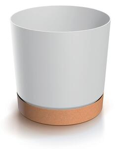 Prosperplast Kvetináč TUBOS PM s miskou biely/hnedý matný, variant 12,8 cm