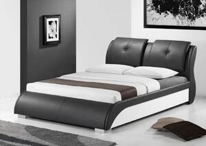 Tempo Kondela Manželská posteľ, ekokoža čierna/biela, 160x200, TORENZO