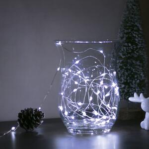 Vianočná LED sveteľná reťaz - 5 m - 50 LED - studená biela - 3 x AA