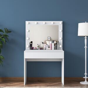 Kalune Design Minimalistický toaletný stolík Alisson II s LED zrkadlom biely