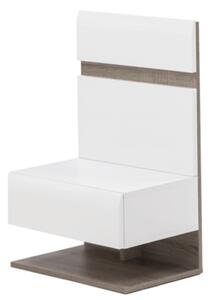 TEMPO Nočný stolík, biela extra vysoký lesk HG / dub sonoma tmavý truflový, LYNATET TYP 95