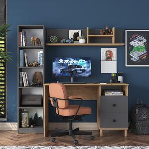 Kalune Design Moderná súprava Darah s písacím stolom, knižnicou a policou orech/antracit