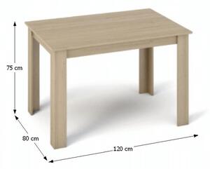 TEMPO Jedálenský stôl, dub sonoma, 120x80 cm, KRAZ