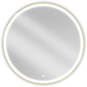 Mexen Esso, okrúhle LED podsvietené kúpeľňové zrkadlo 100 cm, 6000K, vykurovacia podložka proti zahmlievaniu, zlatý rám, 9825-100-100-611-50
