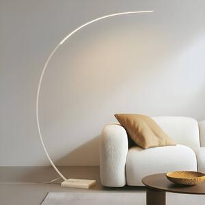 Oblúková stojacia lampa Lindby LED Kendra, biela, hliník, výška 180 cm, Biela / opálová, Obývacia izba / jedáleň, kov, Moderný, Oblúková stojaca lampa