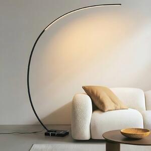 Oblúková stojacia lampa Lindby LED Kendra, čierna, hliník, výška 180 cm, Čierna, Obývacia izba / jedáleň, kov, Moderný, Oblúková stojaca lampa