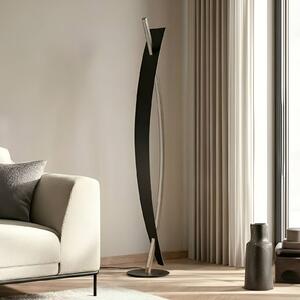 Stojacia lampa Lucande LED Marija, čierna, kov, výška 140 cm, Čierna, Obývacia izba / jedáleň, kov, Moderný, Stojacie svietidlo