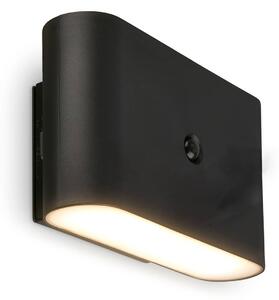 LED akumulátorové nástenné svetlo Chat, čierne, 16 cm, plast, senzor, Čierna, Obývacia izba / jedáleň, Plast, Moderný, Nástenné svietidlo