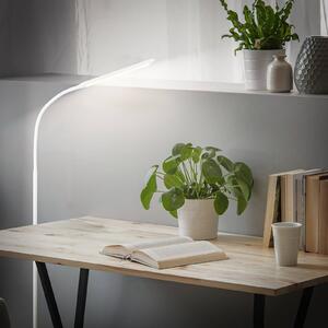 Briloner LED stojacia lampa Mura, biela, výška 170 cm, kov, dotykový stmievač, Biela / opálová, Obývacia izba / jedáleň, Plast, Moderný