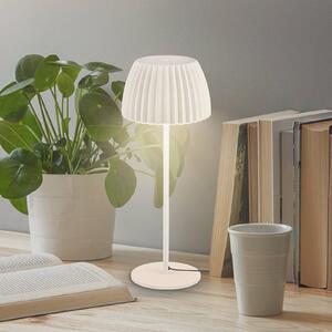 Stolová LED lampa Loca, starobiela, výška 36 cm, kov/plast, Biela / opálová, Obývacia izba / jedáleň, kov, Moderný, Stojacie svietidlo