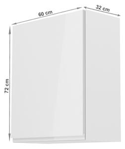 TEMPO 608/5000Horná skrinka, biela/biely extra vysoký lesk, ľavá, AURORA G601F