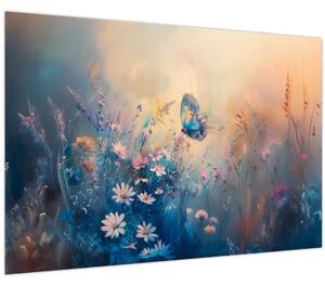 Obraz - Lúka s motýľom (90x60 cm)