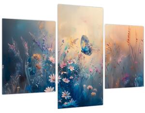 Obraz - Lúka s motýľom (90x60 cm)
