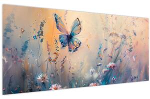 Obraz - Lúka s motýľom II. (120x50 cm)