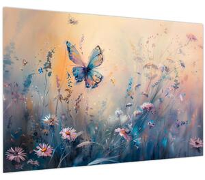 Obraz - Lúka s motýľom II. (90x60 cm)