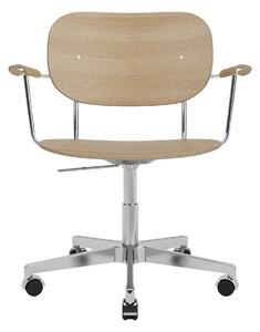 AUDO (MENU) Kancelárska stolička Co Task Chair s lakťovými opierkami, Chrome / Natural Oak