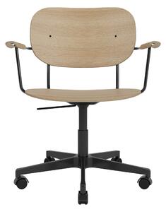 AUDO (MENU) Kancelárska stolička Co Task Chair s podpierkami rúk, Black / Natural Oak
