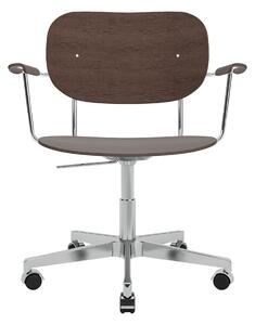 AUDO (MENU) Kancelárska stolička Co Task Chair s podpierkami rúk, Chrome / Dark Oak