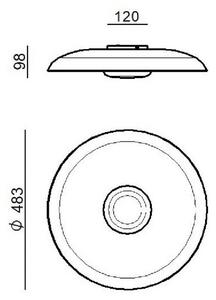 Stropné LED svetlo Basin_P, biele, kov, Ø 48 cm, Biela / opálová, Obývacia izba / jedáleň, Hliník, Moderný, Závesné svietidlo