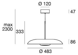 LED závesné svietidlo Basin_P, biela, kov, Ø 49 cm, IP40, Biela / opálová, Obývacia izba / jedáleň, Hliník, Moderný, Závesné svietidlo