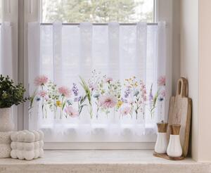 Záclona žakárová, Ružová lúka, biela 50 cm