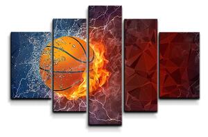 Sablio Obraz - 5-dílný Basketbalová lopta - 125x90 cm
