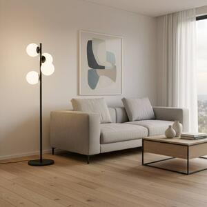 Stojacia lampa Faze, čierna, sklo, výška 130 cm, 4-pl, Čierna, Obývacia izba / jedáleň, kov, Stojaca lampa
