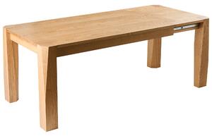 Rozkladací jedálenský stôl svetlý jaseň dyhovaný povrch MDF 160/200 x 90 cm moderný štýl kuchyňa jedáleň