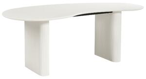 Jedálenský stôl biely MDF vrchná doska nohy 198 x 93 cm nepravidelný tvar moderný industriálny štýl kuchyňa jedáleň