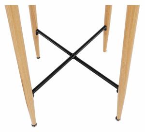 KONDELA Barový stôl, biela/dub, priemer 60 cm, IMAM