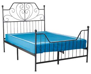 KONDELA Kovová posteľ s roštom, čierna, 140x200, RAJANA