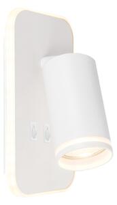 LED nástenné bodové svietidlo PIPE 1xGU10/10W/230V + LED/6W biela