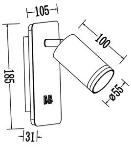 LED Nástenné bodové svietidlo PIPE 1xGU10/10W/230V + LED/6W čierne
