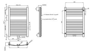 Invena kúpeľňový radiátor rebríkový 80x54 cm čierna UG03080
