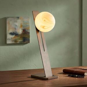 Searchlight Stolová lampa Carrara, hnedá, kov, sklenená guľa s mramorovým vzorom, Hnedá / hrdzavá, Obývacia izba / jedáleň, kov, Stojacie svietidlo