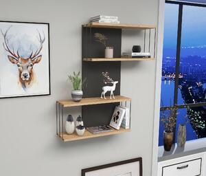 Kalune Design Nástenná polica DESTAN antracitová/borovica atlantická