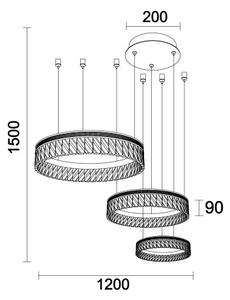 LED stmievateľný krištáľový luster na lanku THALIA LED/120W/230V 3000-6000K + diaľkové ovládanie