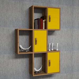 Kalune Design Nástenná polica FLORA orech/žltá